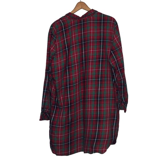 Victoria's Secret Medium M Red Green Plaid VS Logo Button Up‎ Night Sleep Shirt - Picture 2 of 4